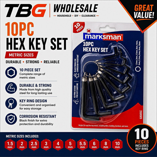 Marksman 10pc metric hex key - marksman,