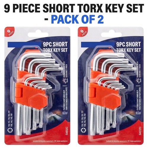 Pack 9pc short torx key - 9pc,